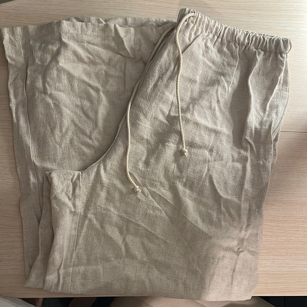 Old Navy Tan Linen Blend Pants Relaxed Fit